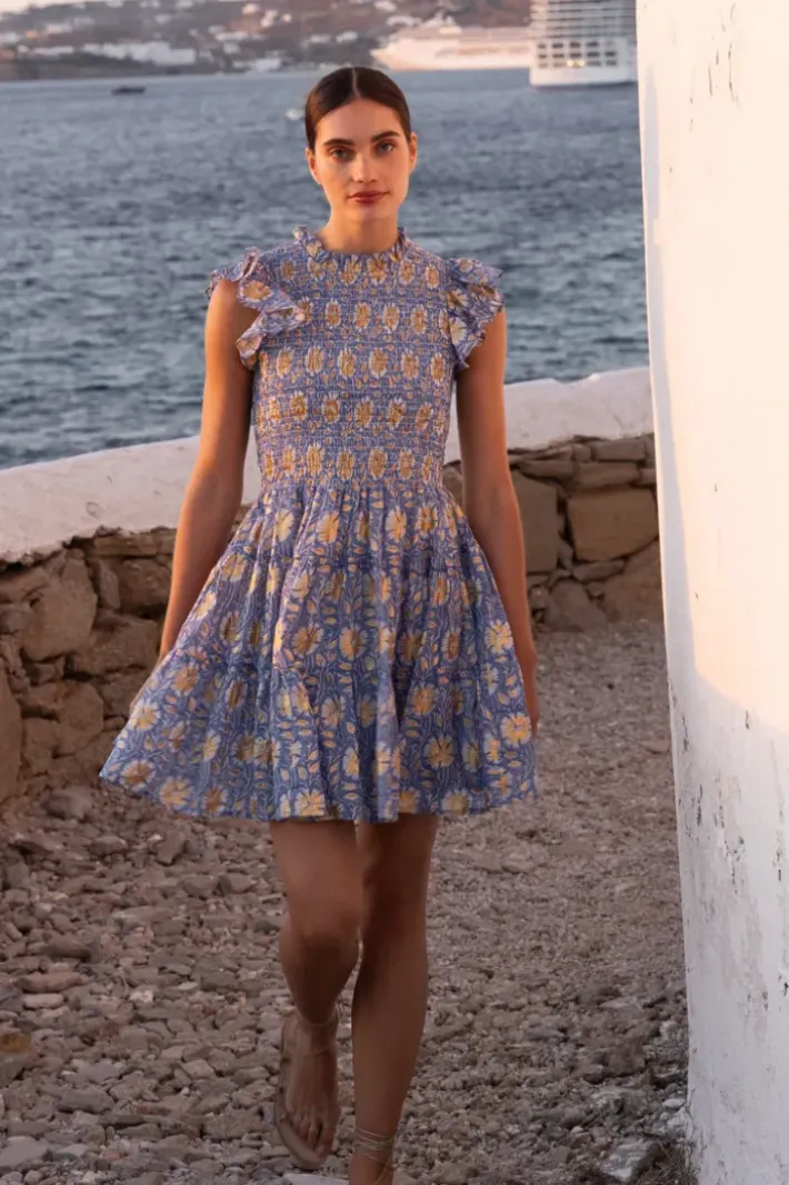 Outlet Smocked Flirty Short- Mughal Blue Short & Mini Dresses|Dresses