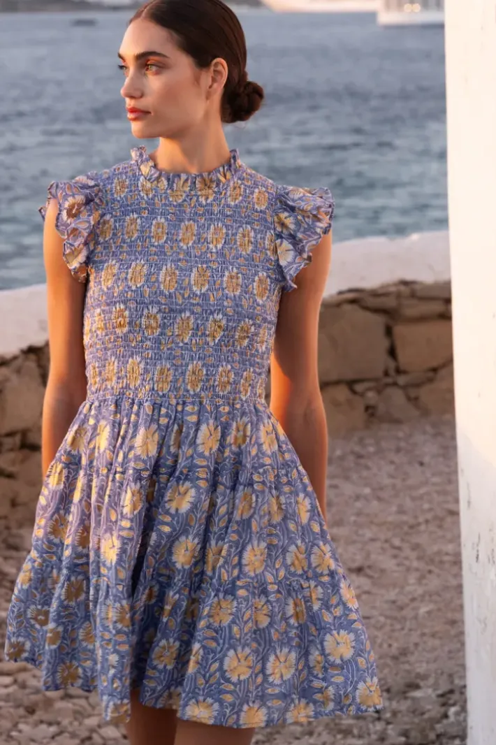 Outlet Smocked Flirty Short- Mughal Blue Short & Mini Dresses|Dresses