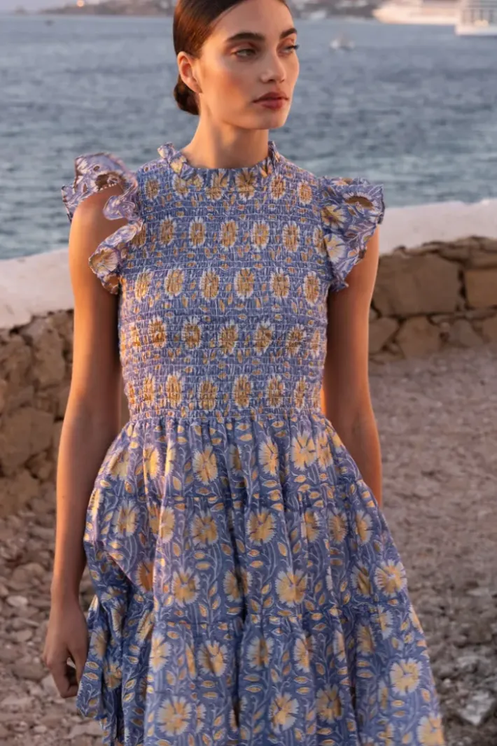 Outlet Smocked Flirty Short- Mughal Blue Short & Mini Dresses|Dresses