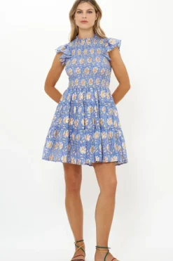 Outlet Smocked Flirty Short- Mughal Blue Short & Mini Dresses|Dresses