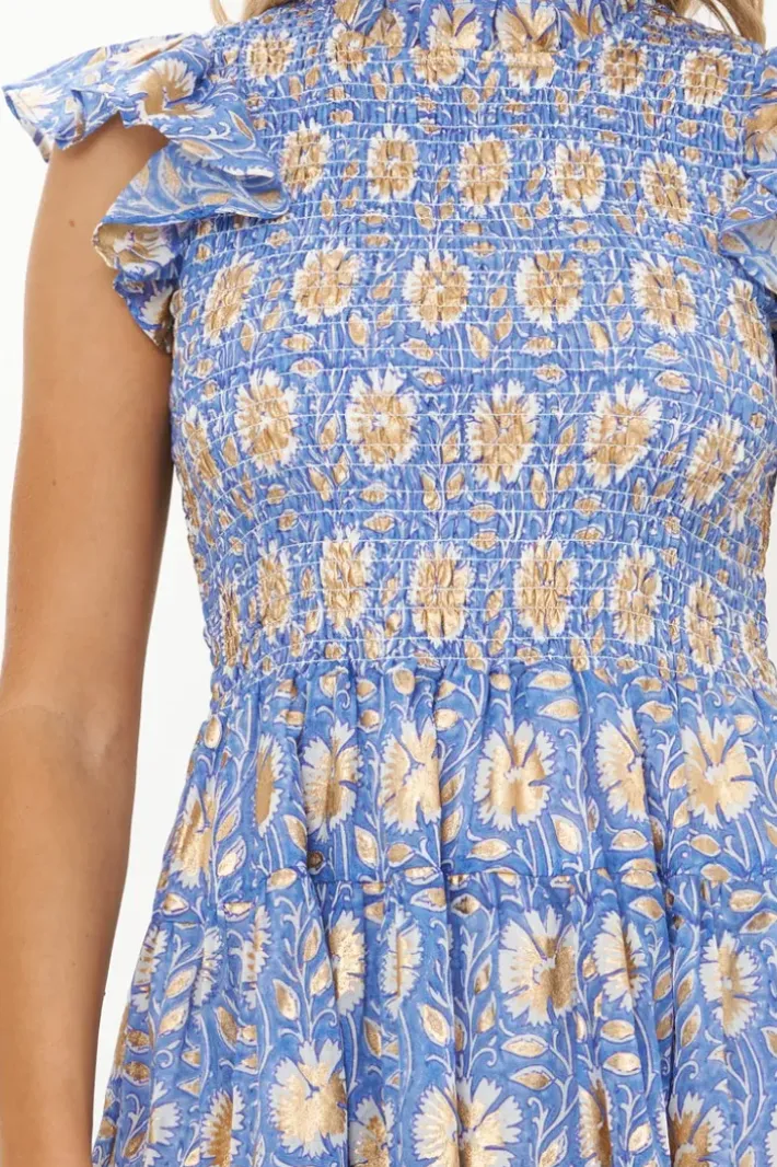 Outlet Smocked Flirty Short- Mughal Blue Short & Mini Dresses|Dresses