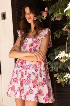 Online Smocked Square Neck Mini- Pretoria Pink Short & Mini Dresses|Dresses