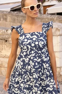 Online Smocked Square Neck Mini- Acadia Navy Short & Mini Dresses|Dresses