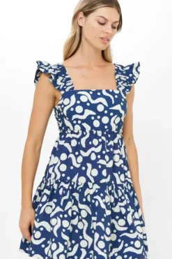 Online Smocked Square Neck Mini- Acadia Navy Short & Mini Dresses|Dresses