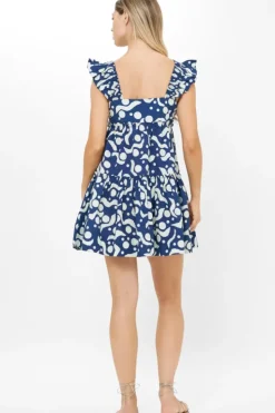 Online Smocked Square Neck Mini- Acadia Navy Short & Mini Dresses|Dresses