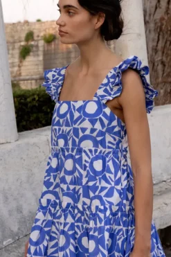 Online Smocked Square Neck Mini- Eclipse Blue Short & Mini Dresses|Dresses