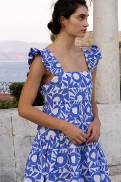 Online Smocked Square Neck Mini- Eclipse Blue Short & Mini Dresses|Dresses