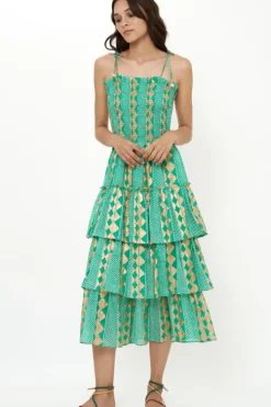 Sale Smocked Tie Strap Midi- Ascot Teal Midis|Dresses