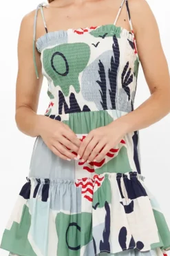 Clearance Smocked Tie Strap Midi- Riviera Sage Dresses|Midis