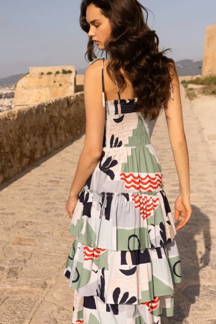 Clearance Smocked Tie Strap Midi- Riviera Sage Dresses|Midis