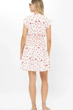Best Smocked Waist Roll Sleeve- Ellsworth Red Short & Mini Dresses|Dresses