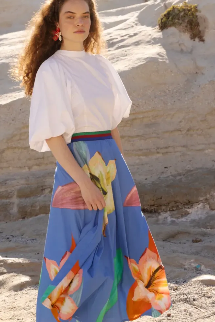 Outlet Swing Skirt- Hibiscus Blue Skirts