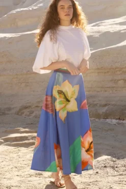 Outlet Swing Skirt- Hibiscus Blue Skirts