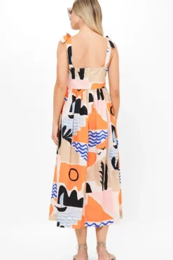 Outlet Tie Strap Pocket Midi- Riviera Orange Midis|Dresses
