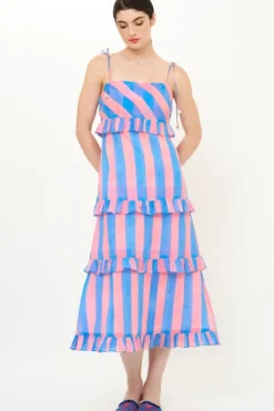 Discount Tie Strap Ruffle Midi- Cabana Pink Midis|Dresses