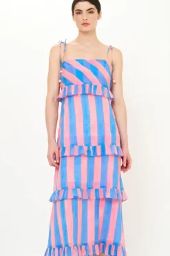 Discount Tie Strap Ruffle Midi- Cabana Pink Midis|Dresses
