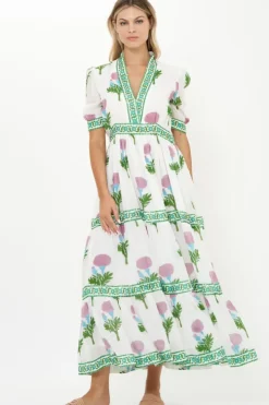 Online V-Neck Cuffed Maxi- Bloom Lilac Maxis|Dresses