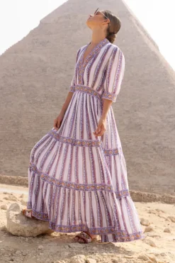 Clearance V-Neck Cuffed Maxi- Haveli Peri Maxis|Dresses