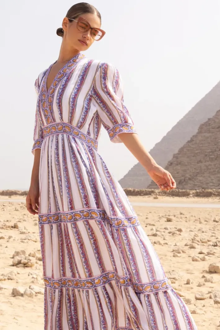 Clearance V-Neck Cuffed Maxi- Haveli Peri Maxis|Dresses