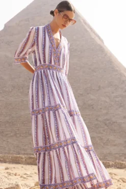 Clearance V-Neck Cuffed Maxi- Haveli Peri Maxis|Dresses