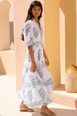 Best V-Neck Cuffed Maxi- Salvia Green Maxis|Dresses