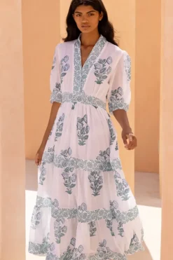Best V-Neck Cuffed Maxi- Salvia Green Maxis|Dresses