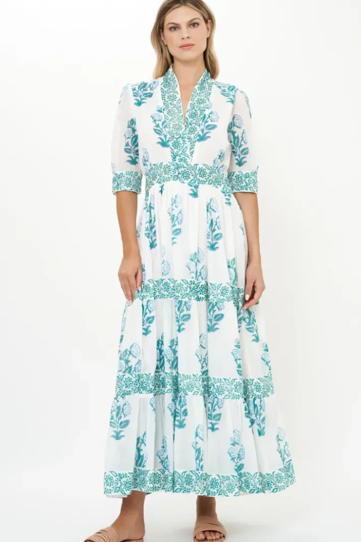 Best V-Neck Cuffed Maxi- Salvia Green Maxis|Dresses