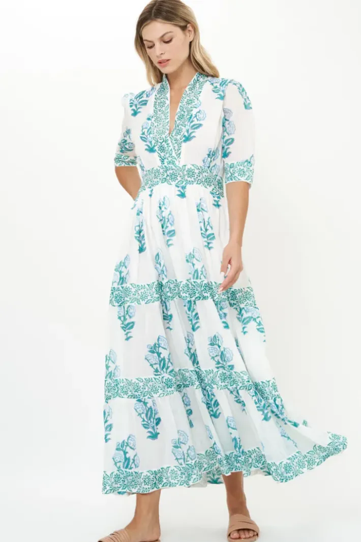 Best V-Neck Cuffed Maxi- Salvia Green Maxis|Dresses