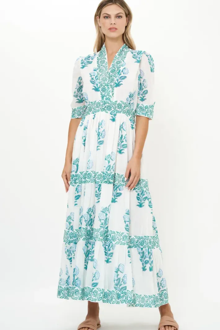 Best V-Neck Cuffed Maxi- Salvia Green Maxis|Dresses