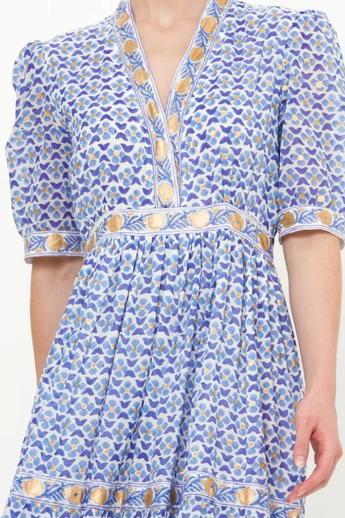 Hot V-Neck Cuffed Maxi- Veranda Blue Maxis|Dresses