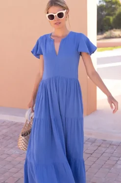 Best V-Neck Maxi- Bermuda Blue Maxis|Dresses