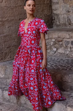 V-Neck Maxi- Eclipse Red Maxis|Dresses