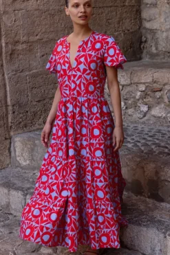 V-Neck Maxi- Eclipse Red Maxis|Dresses