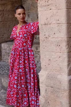 V-Neck Maxi- Eclipse Red Maxis|Dresses
