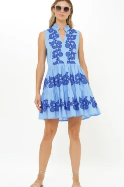 Online Yoke Dress- Tangier Blue Short & Mini Dresses|Dresses