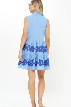 Online Yoke Dress- Tangier Blue Short & Mini Dresses|Dresses